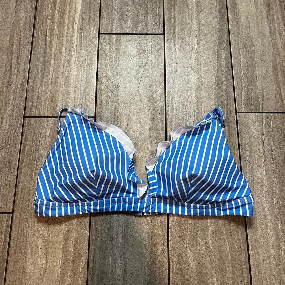 J Crew Factory Blue Stripped Bikini Top Size‎ XXL NEW WITH TAGS